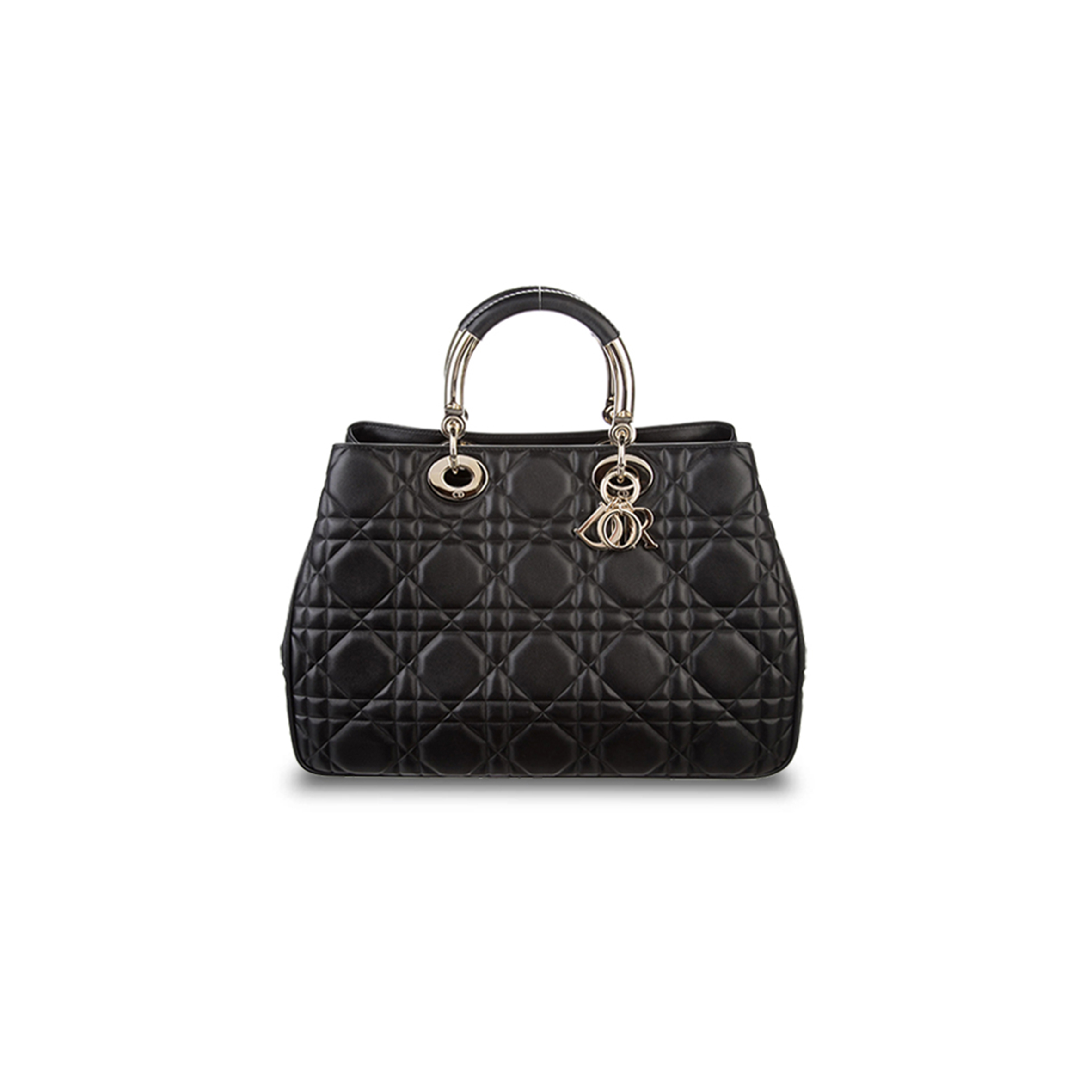 DIOR LADY 95.22 GOLD HARDWARE DIANA HANDBAG CALFSKIN LEATHER BAG MEDIUM BLACK 9522MEDIUM (39*25*16.5cm) 